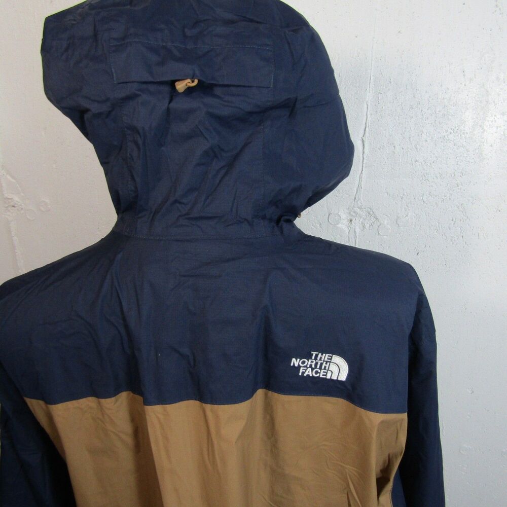 The North Face Men's XXXL DryVent Hooded Rain Jacket Navy Blue Tan Block - Picture 8 of 10